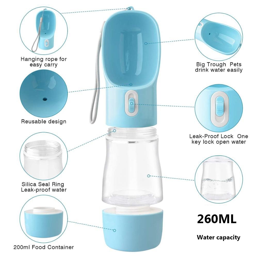 Pet Dog Water Bottle Portable Drinking water Feeder Bowl dog cat food feeding for Puppy dog cat Outdoor Walking Travel Supplies - Lucky Collection