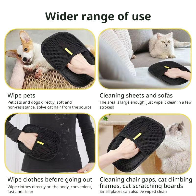Static Pet Hair Removal Gloves - 3-in-1 Grooming, Deshedding & Multi-Surface Hair Remover for Dogs & Cats - Lucky Collection