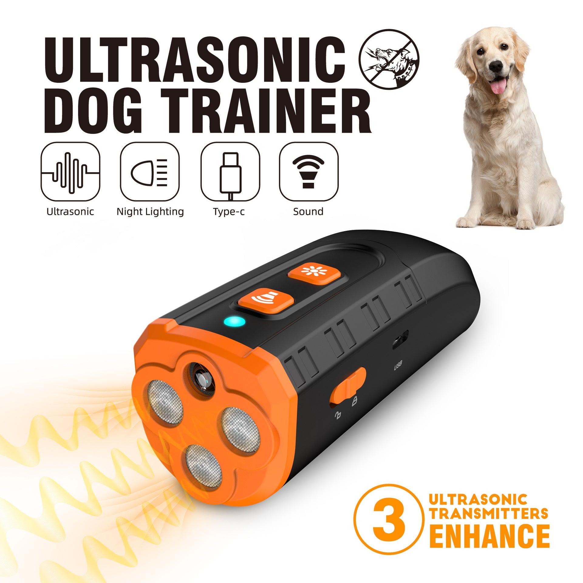 Handheld Ultrasonic Dog Trainer Portable Barking Stopper Dog Repellent Pet Training Supplies - Lucky Collection