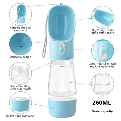 Pet Dog Water Bottle Portable Drinking water Feeder Bowl dog cat food feeding for Puppy dog cat Outdoor Walking Travel Supplies - Lucky Collection