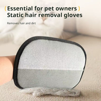 Static Pet Hair Removal Gloves - 3-in-1 Grooming, Deshedding & Multi-Surface Hair Remover for Dogs & Cats - Lucky Collection